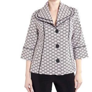 Joseph Ribkoff Blazer Print black White beige 3/4 sleeve 181789 Sz 8